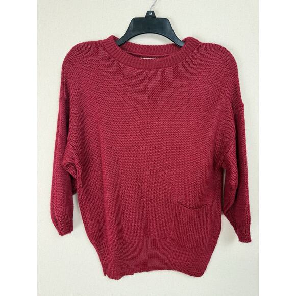 Tumbleweeds Women's Sweater Pullover 3/4 Sleeves 1 pocket Dk Red Sz L Classic - Picture 10 of 15